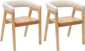 vidaXL Scaune de dining 2 pcs natural 54 x 57 x 73 cm