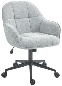 HOMCOM Scaun fauteuil de birou cu spătar și șezut capitonat reglabil în înălțime rotativ 360° bază neagră tapiterie țesătură gri | Aosom Romania
