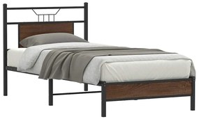 vidaXL Cadru pat fără saltea, stejar maro 75x190 cm lemn prelucrat
