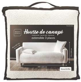 Husă crem elastică pentru canapea cu 3 locuri Laina – douceur d'intérieur