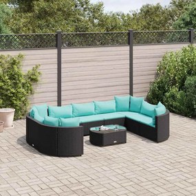 vidaXL Set canapele de grădină cu perne, 10 piese, negru, poliratan