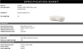 Masuta de cafea design LUX pentru interior si exterior Prime crem