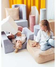 Fotoliu puf pentru copii maro deschis cu tapițerie din catifea reiată Square – Wigiwama