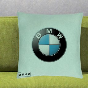 Perna Personalizata cu emblema BMW, 40x40 cm, Verde Menta, Husa Detasabila, Perna Inclusa, BEKZ®