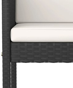 Set mobilier bar de gradina cu perne, 3 piese, negru, poliratan Negru, 60 x 60 x 110 cm, 3