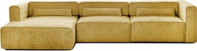 Colțar Extensibil 5 locuri ZANETTO, cu ladă de depozitare, 340x157x70 cm, Galben-Onyx / Stanga