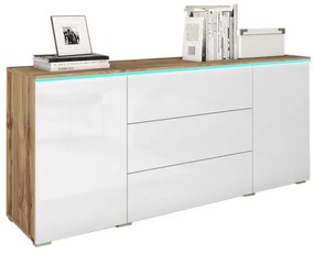 Expedo Comoda AMALIE, 150x68x39,5, stejar wotan/alb luciu