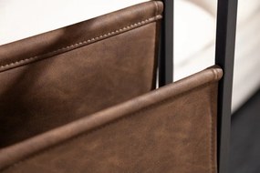 Masuta laterala design industrial pentru laptop cu suport reviste Loft 47cm