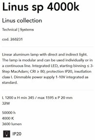 Lustra LED suspendata liniara modulara LINUS SP 4000K WH