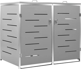 vidaXL Magazie pentru două pubele, 138x77,5x112,5 cm, oțel inoxidabil