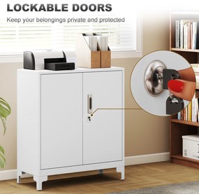 HOMCOM Mobilier de birou cu 3 rafturi, 2 uși și chei, 80x35x91 cm, Alb | Aosom Romania