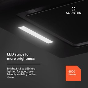 Klarstein Hektor Eco, hotă, 52 cm, 466 m³/h, control tactil, sticlă