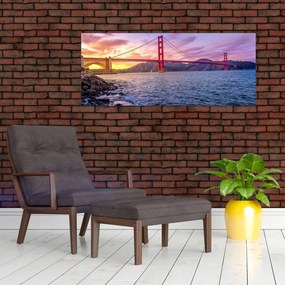 Tablou cu pod și apus de soare (120x50 cm)