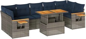 vidaXL Set canapele de grădină cu perne, 8 piese, gri, poliratan