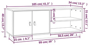 Comoda TV, negru, 105x34x40 cm, lemn masiv de pin Negru, 1