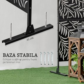 Outsunny Paravan Exterior cu 2 Picioare din Oțel, pentru Exterior și Grădină, 122x45x198 cm, Negru | Aosom Romania