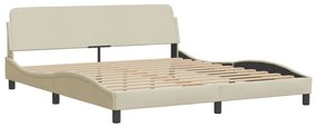 373210 vidaXL Cadru de pat cu tăblie, crem, 160x200 cm, textil