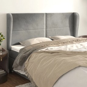 vidaXL Tăblie de pat cu aripioare gri deschis 183x23x118/128cm catifea