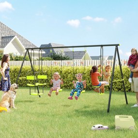 Outsunny Balansoar 4 agrafe portico cu balansoar - dim. 3,55L x 1,84l x 1,86H m metal epoxid anticoroziv PE Gri | Aosom Romania