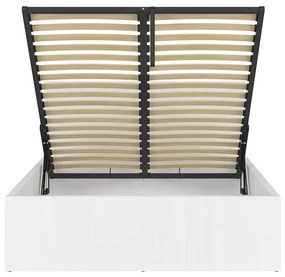 Pat matrimonial 140 cm Tetrix 8 (alb lucios) (cu somieră) (cu sp. depozitare). Promo -30%. 1098488