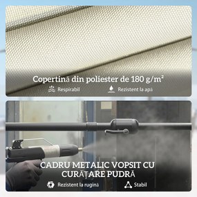 Outsunny Umbrelă Dublă de Grădină 3x1.5 m, Umbrelă de Exterior cu Sac de Nisip, Anti UV 50+, Bej | Aosom Romania