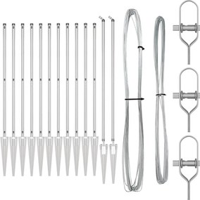 vidaXL Stâlp de gard. 13 pcs Argintiu Oțel