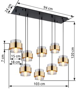 Lustră pe cablu Globo 15560-8H MILLEY 8xE27/60W/230V