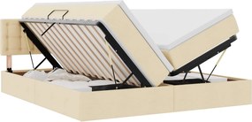 vidaXL Pat cu storage cu saltea Creme 200 x 200 cm Piele artificială