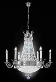 Candelabru clasic din alama si cristale Schöler Empire, antique silver
