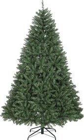 HOMCOM Brad de Crăciun Artificial 210 cm cu 2641 Ramuri Ignifuge, Brad de Crăciun Artificial Dens și Realist cu Bază Metalică Pliabilă, Asamblare Ușoară, pentru Casă și Spații Interioare, Verde | Aosom Romania