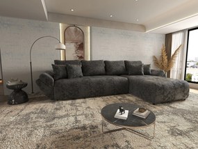 Colțar extensibil dumonde cu ladă de depozitare si sezut confortabil din spuma high-density, Berlin XL Euphoria Negru 350x185 cm II