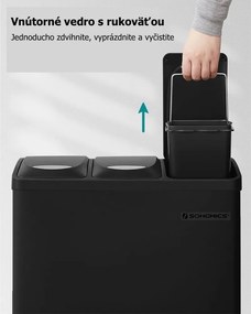 Coș de reciclare SORT 24L (3x8L), negru SongmicsHome