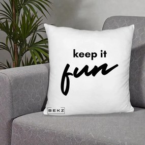 Perna Decorativa Keep It Fun, 40x40 cm, Alb Pufos, Husa Detasabila, Perna Inclusa, BEKZ®