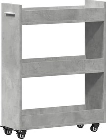 vidaXL Dulap cu roți, gri beton, 60x22x79 cm, lemn prelucrat