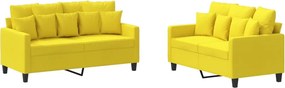 vidaXL Set de canapele cu perne, 2 piese, galben deschis, textil