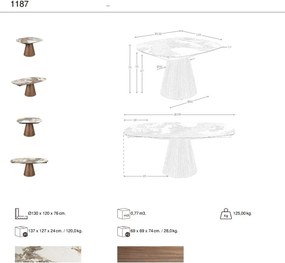 Masa extensibila design LUX Porcelain Marble 130-190cm