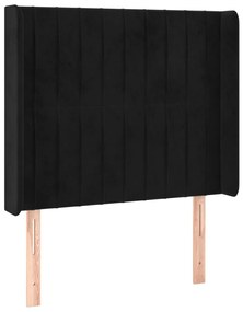 Pat continental cu saltea si LED, negru, 80x200 cm, catifea Negru, 80 x 200 cm, Benzi verticale