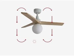 Ventilator de tavan FARO 34281-11L KLIM S lemn/alb + telecomandă