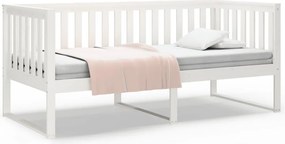 vidaXL Pat de zi fără saltea, alb, 90x190 cm, lemn masiv pin