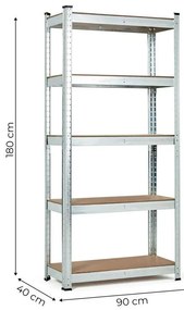 Raft metalic stabil pentru depozitare. Model cu 5 nivele 180x90x40