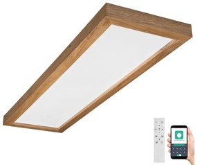 Plafonieră LED dimabilă Brilagi WOODY FRAME LED/50W/230V stejar 120x30 cm IP44 + telecomandă