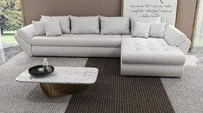 Colțar extensibil dumonde cu ladă de depozitare si sezut confortabil din spuma high-density, Loana XL Euphoria Ivory II 335x185 cm