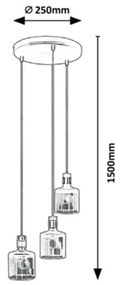 Lustră pe cablu Rabalux 3xE27/9W/230V