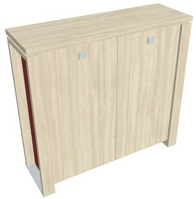 Dulap mediu Verno+ S 140 x 46 x 130 cm, salcâm / roșu