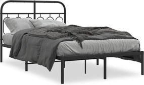 vidaXL Cadru de pat metalic cu tăblie, negru, 120x200 cm