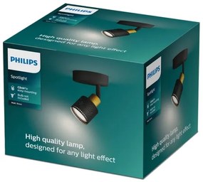 Spot Philips NIALL 1xGU10/5W/230V negru/alamă
