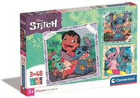 Disney Lilo și Stitch Music Cântând la chitară puzzle 3x48 pcs Clementoni