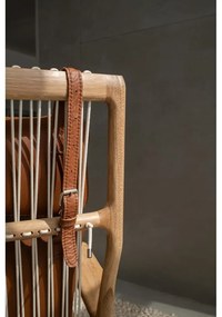 Fotoliu cu construcție din lemn de stejar Gazzda Dedo, albastru - gri