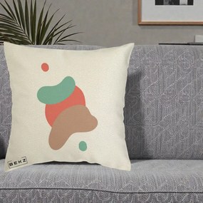 Perna Decorativa Abstract Forme Fluide Coral, 40x40 cm, Ecru, Husa Detasabila, Perna Inclusa, BEKZ®