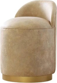 Taburet LUTON, bej/auriu, piele intoarsa, 45x45x50 cm